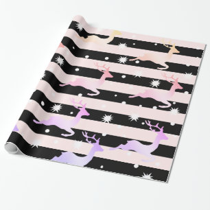 Papel De Regalo Elegante patrón de reno de Navidades holográficos