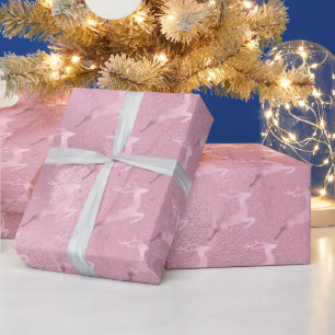 Papel De Regalo Elegante patrón de reno de rosas Navidades de oro
