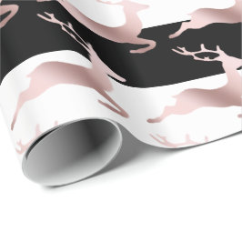 Papel De Regalo Elegante patrón de reno Rosa Navidades de oro