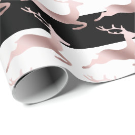 Papel De Regalo Elegante patrón de reno Rosa Navidades de oro