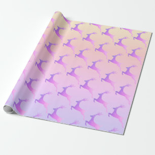Papel De Regalo Elegante patrón de renos para Navidades holográfic
