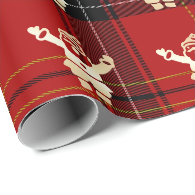 Papel De Regalo Elegante patrón de Santa Navidades de Oro y Platos (Esquina del rollo)