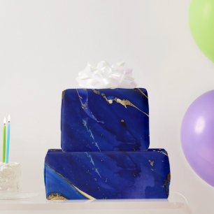 Papel De Regalo Elegante patrón de tinta al alcohol azul cobalto y