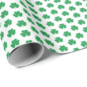 Papel De Regalo Elegante patrón de trébol de shamrock irlandés ver