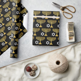 Papel De Regalo Elegante patrón de vacaciones de Hanukkah dorado