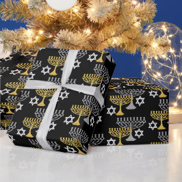 Papel De Regalo Elegante patrón de vacaciones de Hanukkah dorado