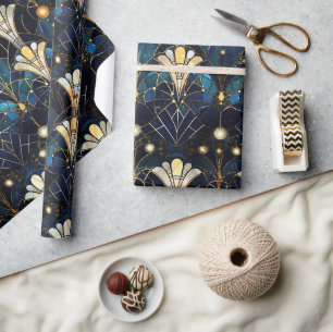 Papel De Regalo Elegante patrón de vidrio falso teñido de loto dor
