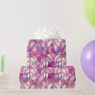 Papel De Regalo Elegante patrón de vidrio falso teñido de rosa iri