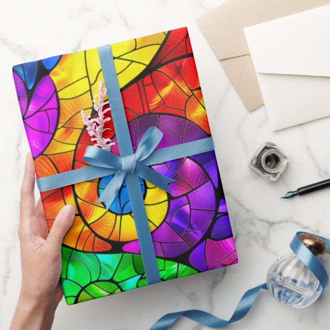 Papel De Regalo Elegante patrón de vidrio manchado de arcoiris (Regalar)