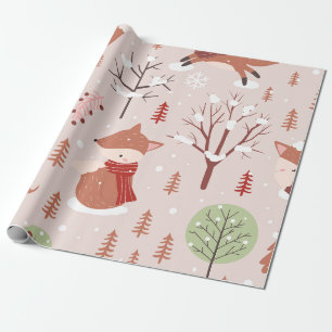 Papel De Regalo Elegante Patrón de Zorro de Árbol de Navidad Clási