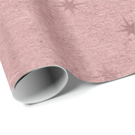 Papel De Regalo Elegante patrón estrella de Navidades rosa