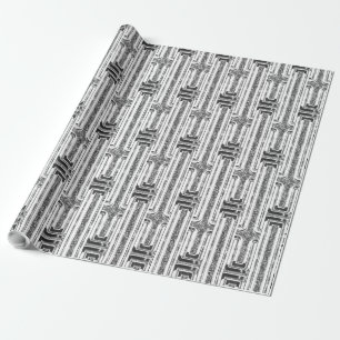 Papel De Regalo Elegante Patrón Falso Gris Blanco Chic