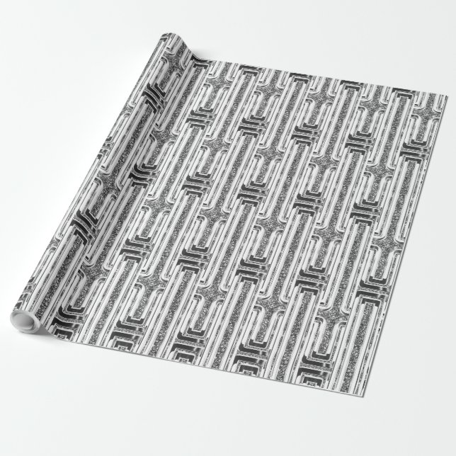Papel De Regalo Elegante Patrón Falso Gris Blanco Chic (Desenrollado)