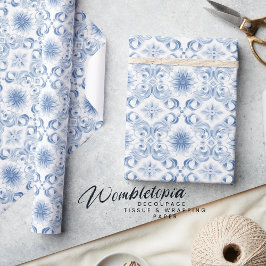 Papel De Regalo Elegante patrón floral azul pálido