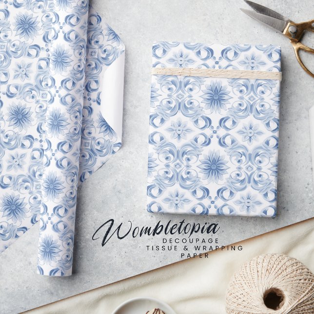 Papel De Regalo Elegante patrón floral azul pálido (Subido por el creador)