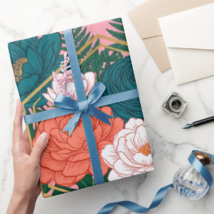 Papel De Regalo Elegante patrón floral continuo Flores tropicale