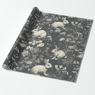 Papel De Regalo Elegante patrón floral de conejo toile vintage (8)