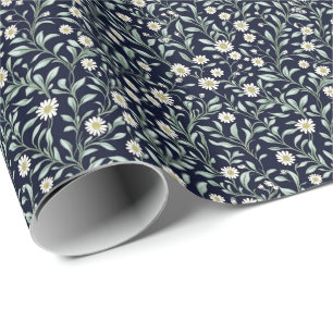 Papel De Regalo Elegante patrón floral de margarita sobre fondo os