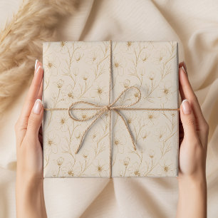 Papel De Regalo Elegante patrón floral dorado continuo de arte lin