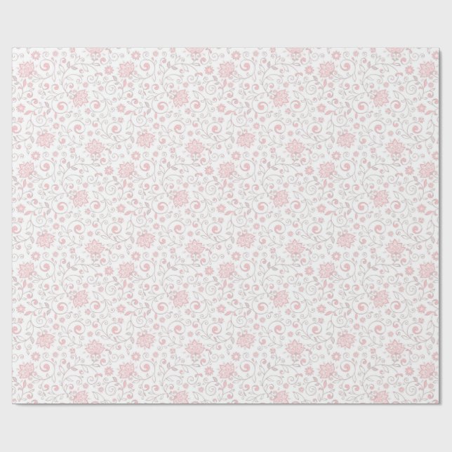 Papel De Regalo Elegante patrón floral rosa claro (Superficie plana)