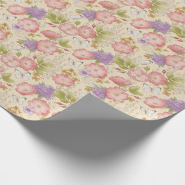 Papel De Regalo Elegante patrón floral rosa de época