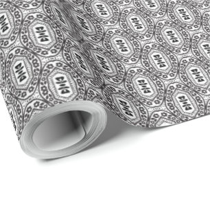 Papel De Regalo Elegante Patrón Floral Sin Costuras en Blanco y Ne