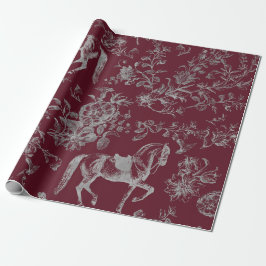 Papel De Regalo Elegante patrón floral vintage borgoña gris de cab