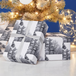 Papel De Regalo Elegante patrón fotográfico de árboles recubiertos