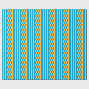 Papel De Regalo Elegante patrón geométrico azul bebé y amarillo