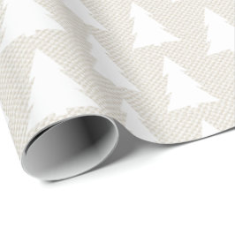 Papel De Regalo Elegante patrón geométrico beige de árboles blanco
