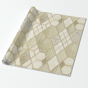 Papel De Regalo Elegante patrón geométrico de hexágono dorado - Má