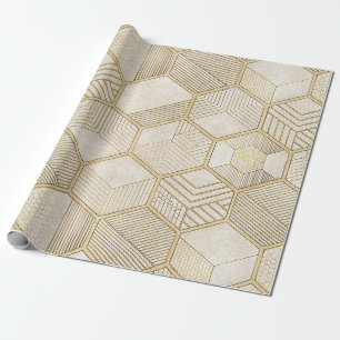 Papel De Regalo Elegante patrón geométrico de hexágono dorado - Má