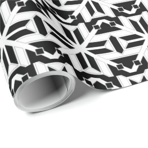 Papel De Regalo Elegante patrón geométrico en blanco y negro