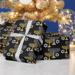 Papel De Regalo Elegante patrón Hanukkah Holiday Pattern Gold<br><div class="desc">Arte digital</div>