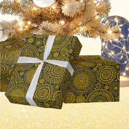 Papel De Regalo Elegante patrón hindú mandala oro verde diwali