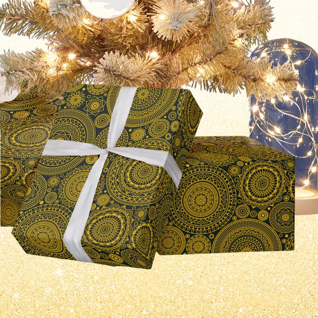 Papel De Regalo Elegante patrón hindú mandala oro verde diwali (Subido por el creador)