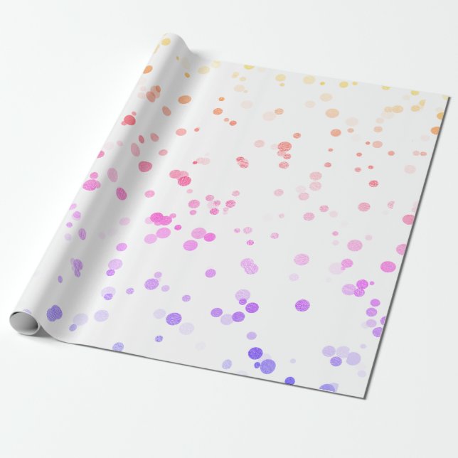 Papel De Regalo Elegante patrón holográfico confetti polka punto (Desenrollado)