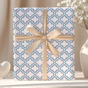 Papel De Regalo Elegante patrón marroquí de cuatro hojas en azul c