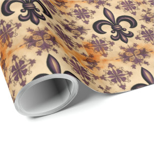 Papel De Regalo Elegante patrón negro y naranja