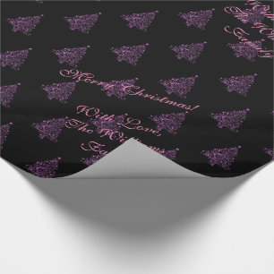 Papel De Regalo Elegante patrón rayado de árbol de Navidad rosado 