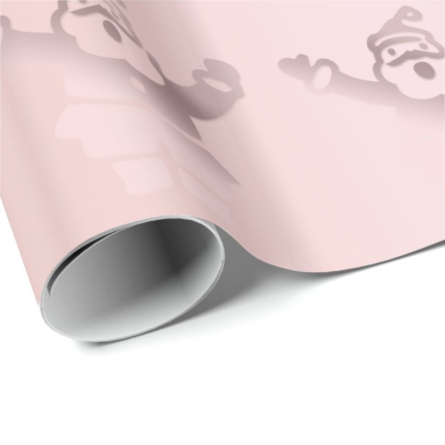 Papel De Regalo Elegante patrón Rosa de Navidades de Santa Claus (Esquina del rollo)