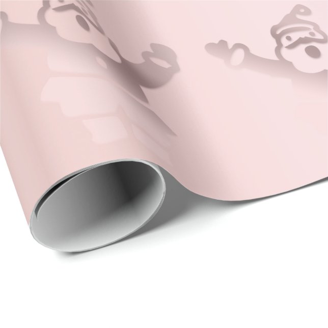 Papel De Regalo Elegante patrón Rosa de Navidades de Santa Claus (Esquina del rollo)