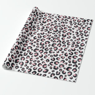 Papel De Regalo Elegante patrón Rosa Oro Leopardo Negro