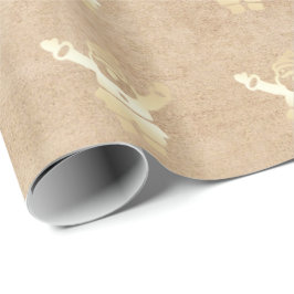 Papel De Regalo Elegante patrón Santa Navidades de oro