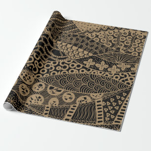 Papel De Regalo Elegante patrón tribal abstracto geométrico marr