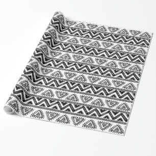 Papel De Regalo Elegante patrón tribal blanco y negro