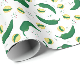 Papel De Regalo Elegante patrón verde de Chile
