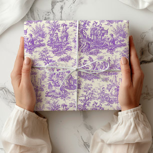 Papel De Regalo Elegante patrón vintage de Toile de Jouy púrpura