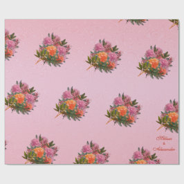 Papel De Regalo Elegante peonía rosa floral simple