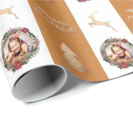 Papel De Regalo Elegante Personalizado de Navidad dorado merry Fot